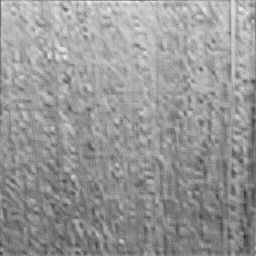 Reconstruction: ResShift output on wood grain, visually plausible grain pattern